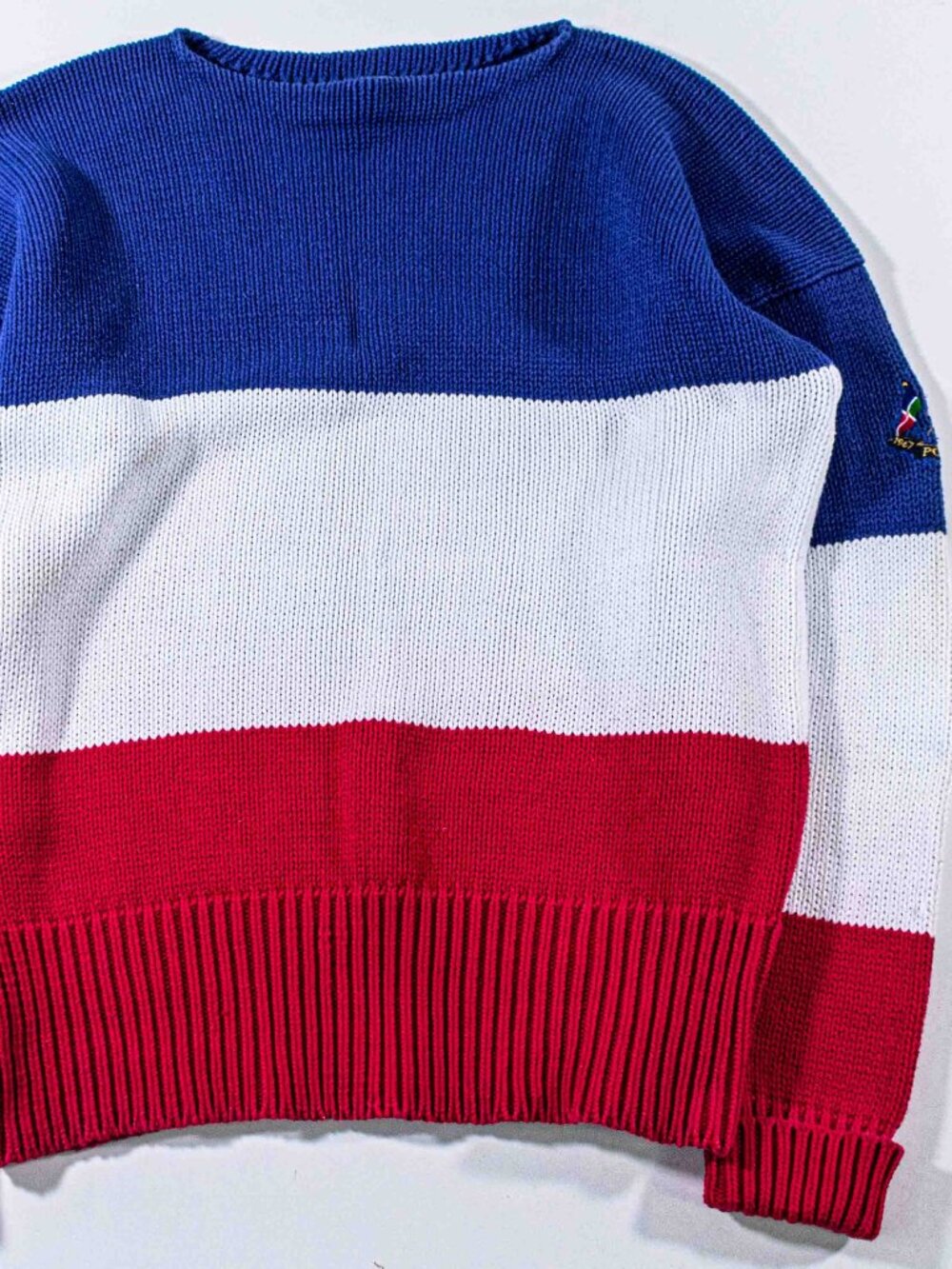 Vintage Polo Ralph Lauren 1987 Cross Flags Sweater Colorblock Lo Life Large VTG